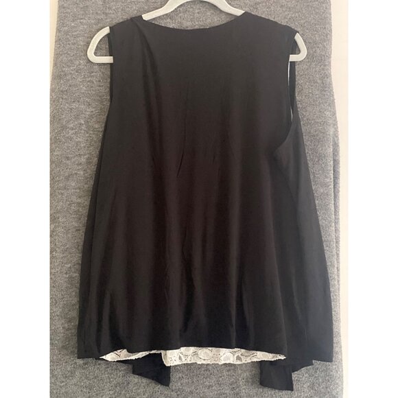 Brittany Black Top Black White Sequin Sleeveless Drape Open Asymmetric Vest XL - Picture 8 of 8